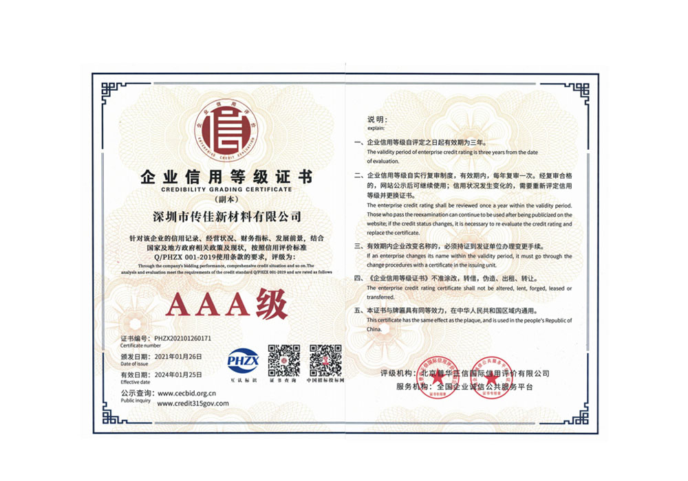 企业信用等级证书副本